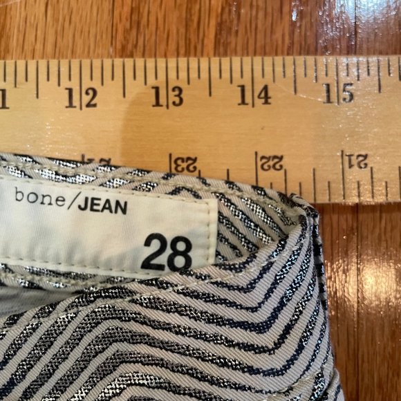 rag & bone Zebra Women's Metallic Jean Tag Size 28 Silver Black Made in the USA - Picture 10 of 13